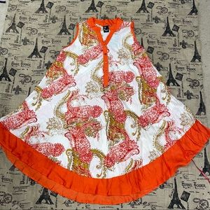 7 Islands NWT! White/Orange Paisley Sleeveless Quarter Zip Dress Size 3X